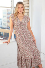 Mittoshop Flower Print Ruffle Cap Sleeve V-neck Midi Dress