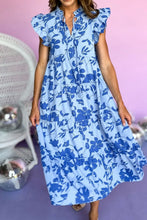 Floral Print Tiered Frilled Trim Flutter Sleeve Dress