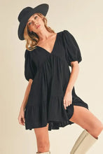 Aemi+Co Tied Back Ruffled Short Sleeve Mini Dress BLACK Casual Dresses