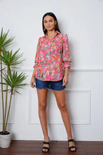Floral Button Up Flounce Sleeve Shirt Woman Blouses