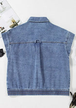Button Up Cap Sleeve Denim Jacket Woman Denim Tops