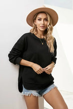 Side Slit Drop Shoulder Sweatshirt Woman Sweatshirts