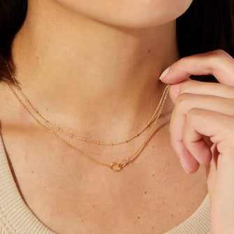 18K Gold-Plated Layered Necklace with Knot Detail Gold One Size