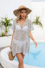 Angel Wings Openwork V-Neck Short Sleeve Cover Up Swimwear Cover-Ups