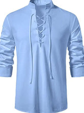 Men's Lace Up Long Sleeve Blouse Mens Tops