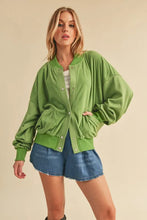 Aemi + Co Snap Down Drop Shoulder Brushed Jacket Lime Woman Outerwear
