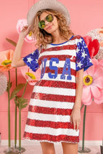 BiBi American Flag Theme Usa Print Sequin Dress Casual Dresses