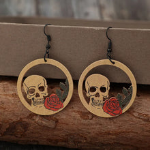 Wooden Cutout Skeleton Earrings Tan One Size