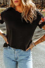 Embroidered Round Neck Tee Shirt