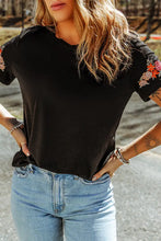 Embroidered Round Neck Tee Shirt Woman T Shirts