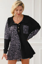 Half Button Leopard Collared Neck Blouse Woman Blouses