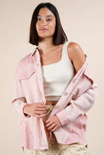 VERY J Mineral Washed Oversized Gauze Shacket Blush Woman Outerwear