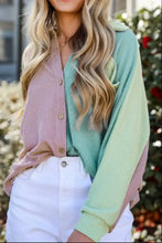 Color Block Corded Button Up Shacket Dusty Pink Woman Outerwear