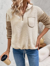Perfee Contrast Half Zip Long Sleeve Sweatshirt Woman Sweatshirts