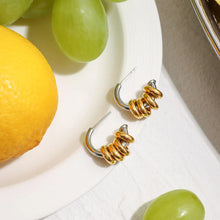 Stainless Steel Two-Tone Hoop Earrings