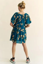 Davi & Dani Floral Print Short Bell Sleeve Pleated Mini Dress Casual Dresses