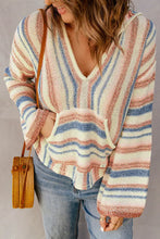 Striped Hooded Sweater with Kangaroo Pocket Woman Sweatshirts