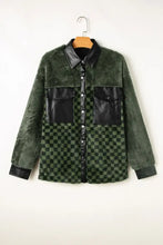 Pocketed Checkered Collared Neck Snap Down Jacket Woman Outerwear