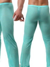 Men's Striped Sheer Pants Turquoise