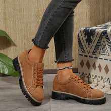 Lace Up Round Toe Platform Sneakers Brown Woman Sneakers