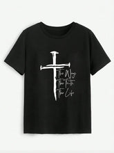 Cross Graphic Round Neck T-Shirt Black