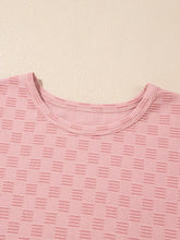Checkered Textured Round Neck T-Shirt Woman T Shirts