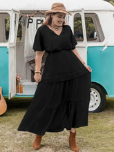 Plus Size Tie Neck Flutter Sleeve Dress Casual Dresses