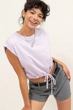 HYFVE Drawstring Hem Crop Top Lavender Woman T Shirts