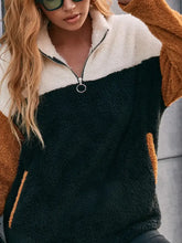 Ivy Lane Color Block Quarter Zip Dropped Shoulder Sweatshirt Woman Sweatshirts