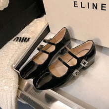 Block Heel Buckle Mary Jane Shoes Black woman pumps