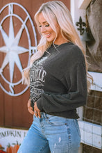 Ribbed Round Neck Long Sleeve Graphic Sweatshirt Woman Sweatshirts