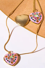 Rhinestone Decor Heart Box Pendant Necklace Necklaces