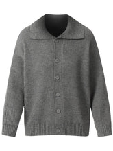 Men's Button Up Ribbed Cardigan Gray