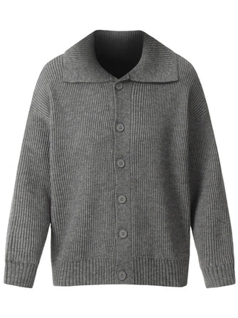 Men's Button Up Ribbed Cardigan Gray