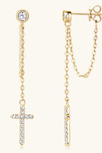 Moissanite 925 Sterling Silver Cross Earrings Gold One Size