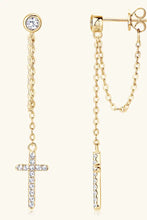 Moissanite 925 Sterling Silver Cross Earrings Gold One Size Earrings
