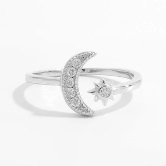 925 Sterling Silver Moon Open Ring Silver Rings