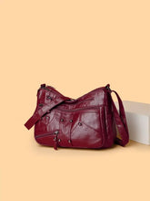 PU Leather Adjustable Strap Shoulder Bag Burgundy One Size Shoulder Bags