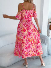 Printed Cold Shoulder Midi Cami Dress Casual Dresses