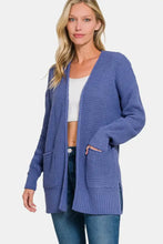 Zenana Waffle Open Front Sweater Cardigan Marlin Woman Outerwear