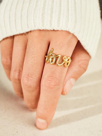 LOVE 18K Gold-Plated 925 Sterling Silver Ring Gold