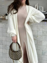 Fuzzy Open Front Solid Color Cardigan White One Size Woman Outerwear