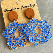Flower Shape Acrylic Dangle Earrings Style A One Size