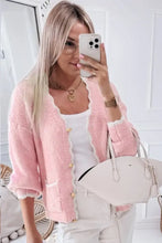 Contrast Trim V-Neck Long Sleeve Cardigan Woman Outerwear