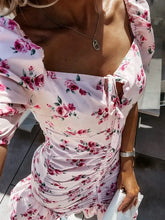 Ruched Floral Sweetheart Neck Mini Dress Casual Dresses
