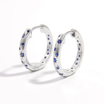 925 Sterling Silver Inlaid Zircon Huggie Earrings Silver One Size