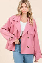 Mittoshop Double Breasted Long Sleeve Trench Coat Jacket Rose Woman Outerwear