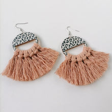 Tassel Detail Leopard Drop Earrings Tangerine One Size