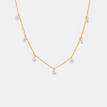 Stainless Steel Rhinestone Pendant Necklace Gold One Size