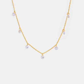 Stainless Steel Rhinestone Pendant Necklace Gold One Size